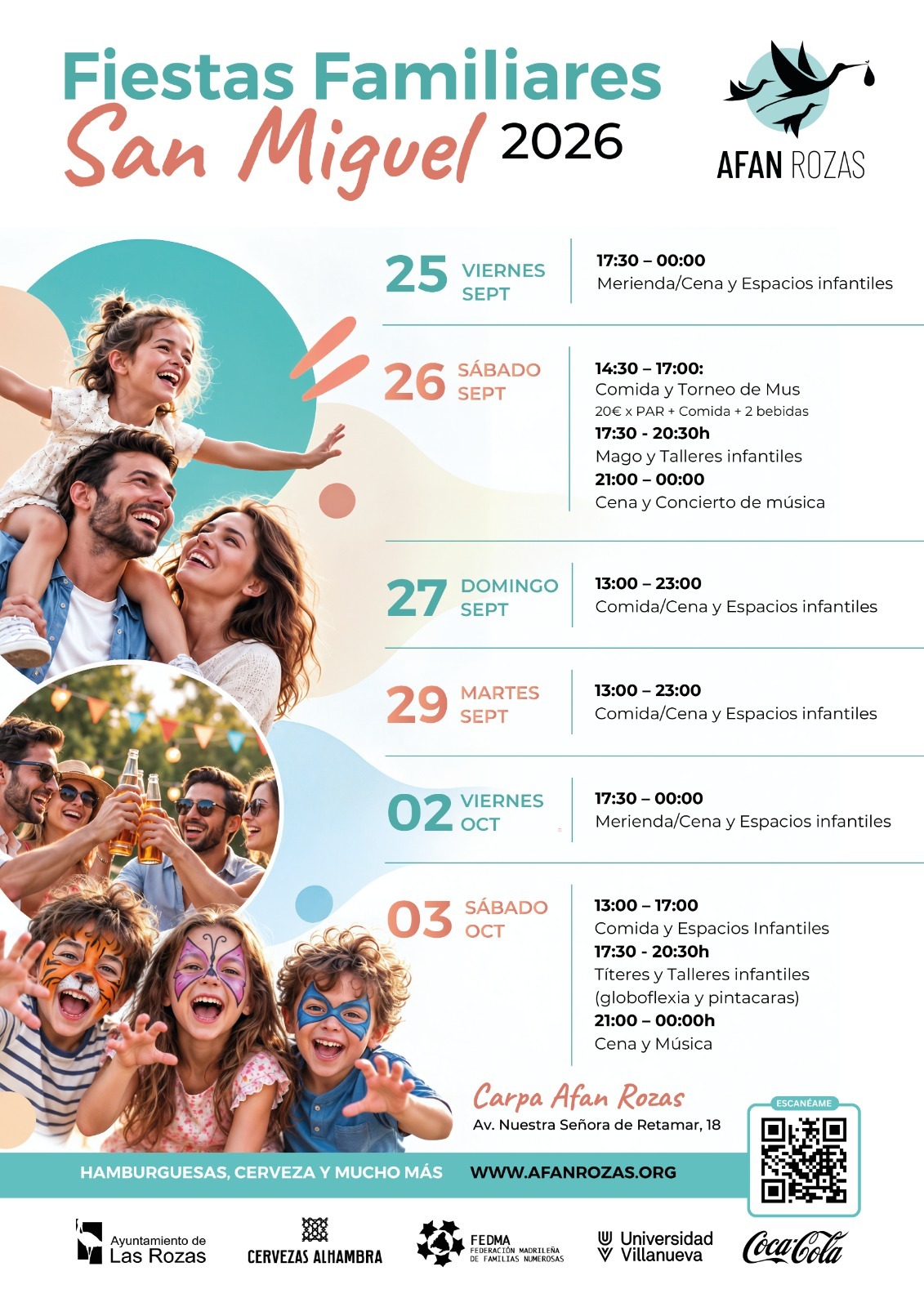 Cartel de las Fiestas Familiares San Miguel 2026 de AFAN Rozas